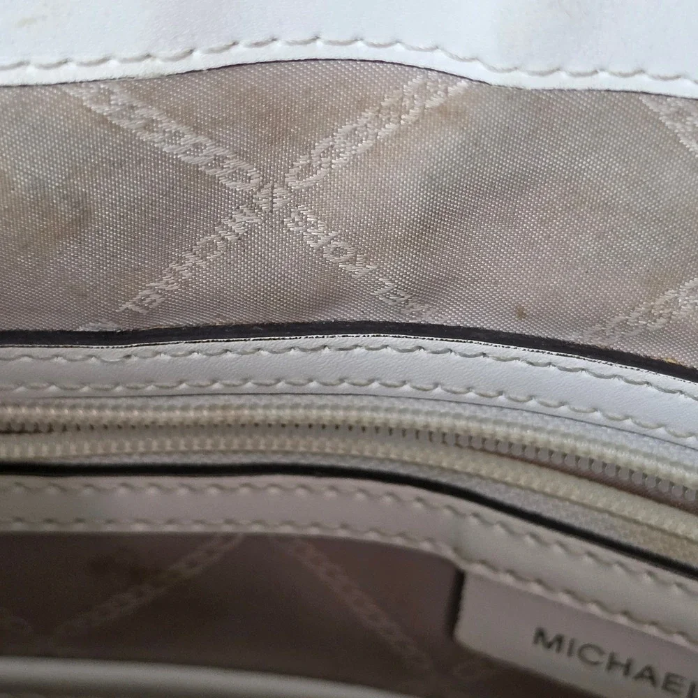 Michael Kors Voyager Medium White Signature Logo Tote Bag Shoulder‎ Bag